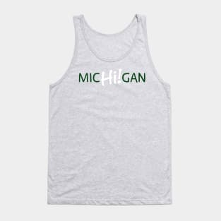 Michigan Hi! Green and White Tank Top